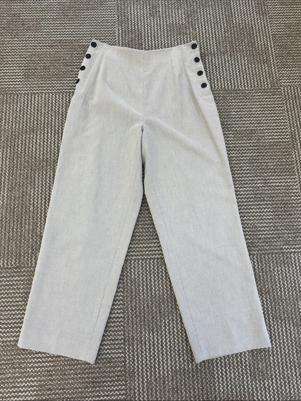 Ann Taylor Grey Sailor Side Button Pants, size 14